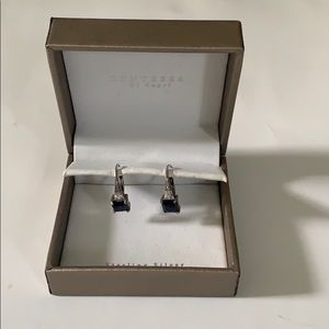 Sapphire sterling silver earrings